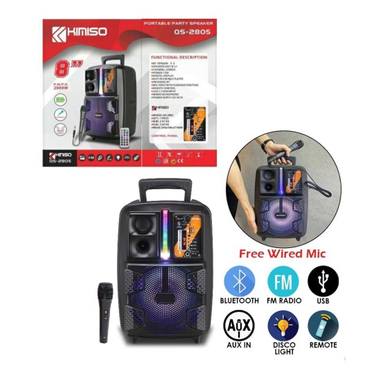 SPEAKER KIMISO QS-2805 8" WITH MICROPHONE AND REMOTE SPEAKER KIMISO QS-2805 8" WITH MICROPHONE AND REMOTE